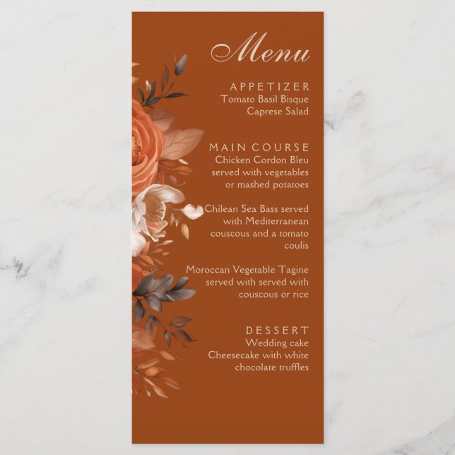 Menu Casamento Laranja Queimado (Frente)