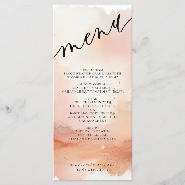 Menu Casamento Legal RoseGold Watercolor (Frente)