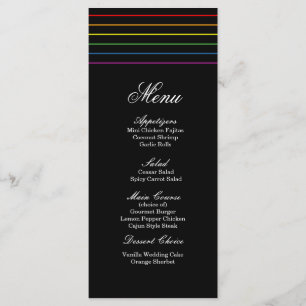 Menu Casamento LGBT de Cores do Orgulho Pinstripe