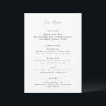 Menu Casamento Limpo Preto e Branco Moderno<br><div class="desc">Cardápio de casamento moderno com design simples e uma combinação de uma fonte elegante e fontes serifadas clássicas.</div>