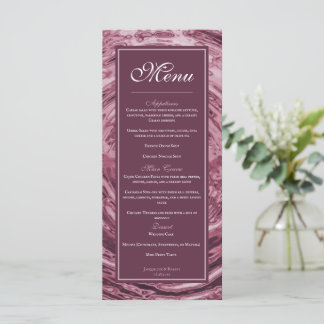 Menu Casamento Líquido Cromado Rosa Elegante Água