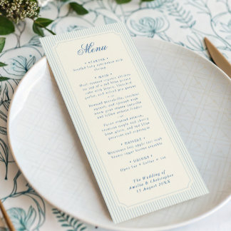 Menu Casamento Listras Azuis Claras Clássicas