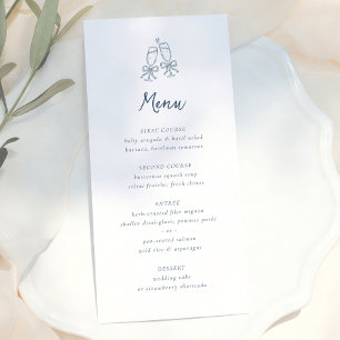 Menu Casamento Listras Azuis Doodle Retro Caprichoso
