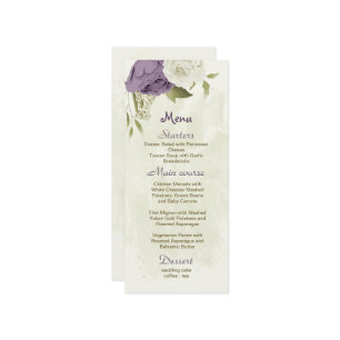 Menu casamento mauve de flores brancas verde