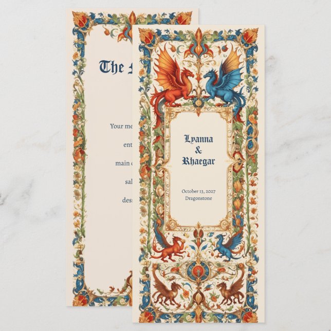 Menu Casamento Medieval, Manuscrito Antigo (Frente/Verso)
