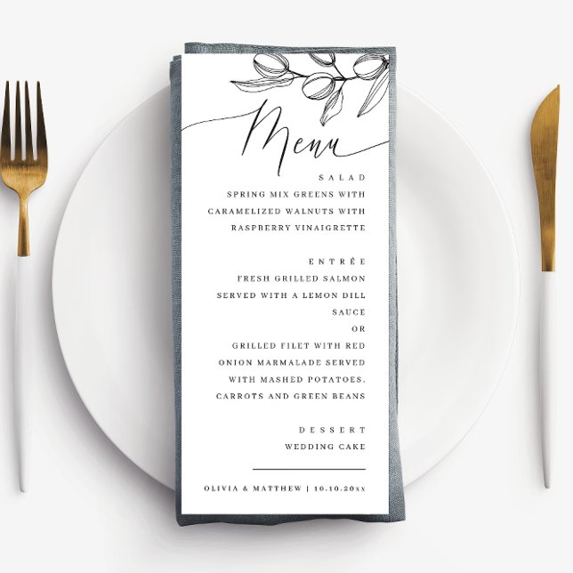 Menu Casamento mediterrânico | Oliva Minimalista Elegan (Criador carregado)