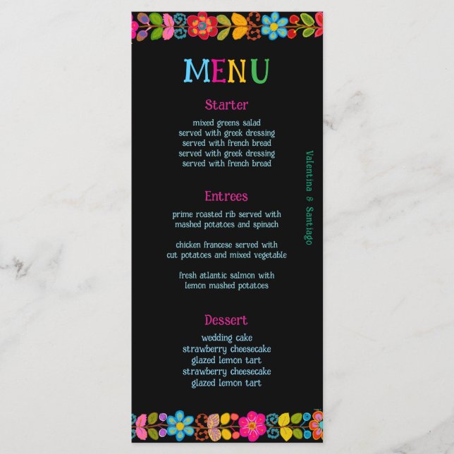 Menu Casamento mexicano moderno (Frente)