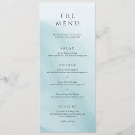 Menu Casamento Minimalista Abstrato em Azul Turquesa Mo