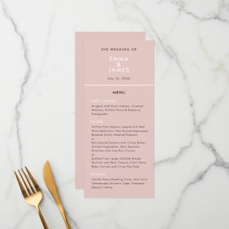 Menu Casamento Minimalista Ampersand Reverso Rosa Elega