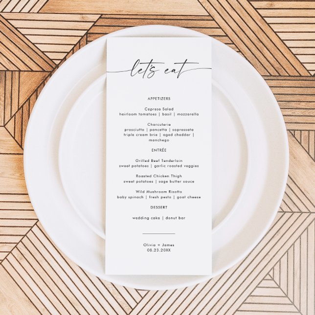 Menu Casamento Minimalista, Cartões de Menu Casame (Criador carregado)