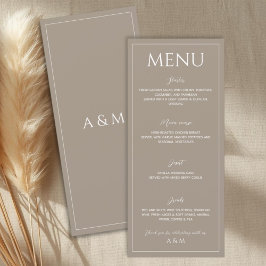 Menu Casamento minimalista castanho claro moderno