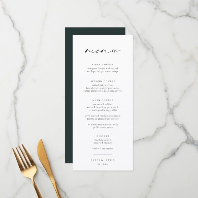Menu Casamento Minimalista Chic (Frente/Verso In Situ)