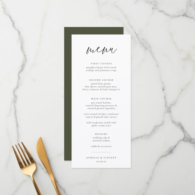 Menu Casamento Minimalista Chic (Frente/Verso In Situ)