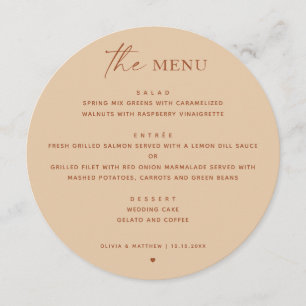 Menu Casamento Minimalista com Areia Quente de Pêssego 