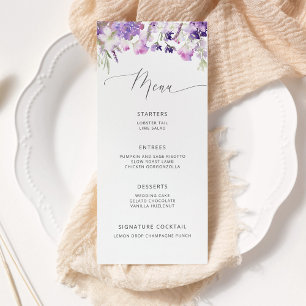 Menu Casamento minimalista de flores silvestres de lava