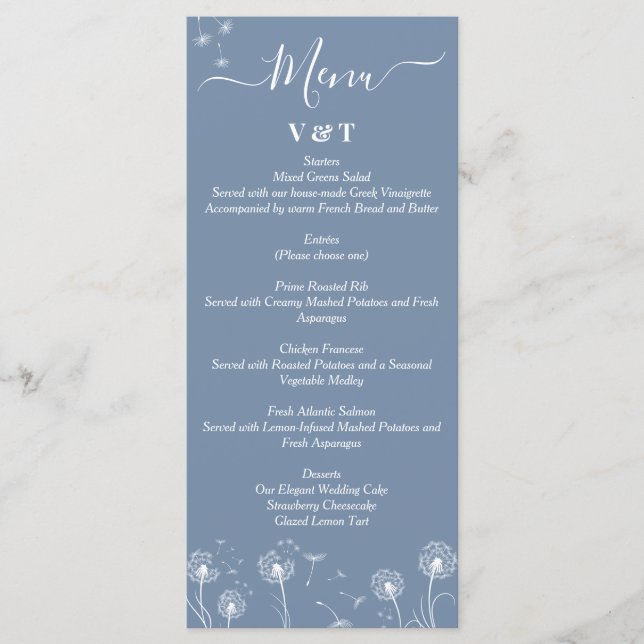 Menu Casamento Minimalista de Wildflower (Frente)
