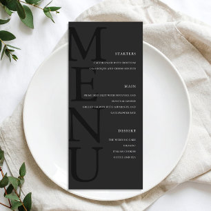 Menu Casamento Minimalista do Modern Matte Black