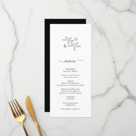 Menu Casamento Minimalista do Monograma da Praia de Sta