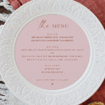 Menu Casamento Minimalista Dusty Pink | Elegante Ronda<br><div class="desc">Adicione sofisticação suave à sua mesa com este menu minimalista de casamento cor-de-rosa empoeirado num design circular moderno. Com tipografia limpa e elegante e um layout refinado, ele oferece uma maneira graciosa de mostrar suas seleções de refeições. O tom de rosa silenciado adiciona um toque romântico e contemporâneo. Perfeito para...</div>