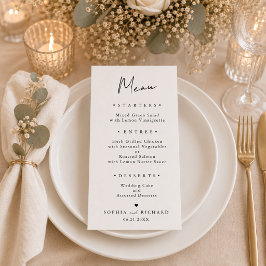 Menu Casamento Minimalista Elegante