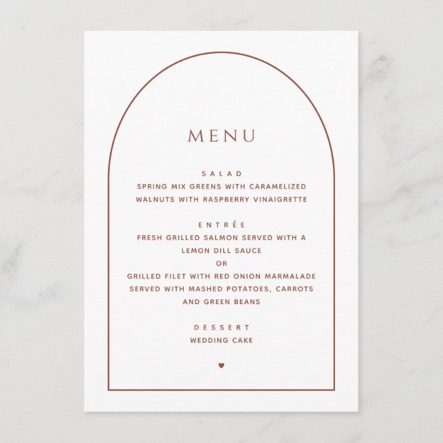 Menu Casamento Minimalista Elegante | Jantar de Recepçã (Frente)