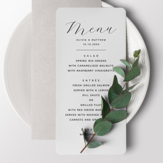 Menu Casamento Minimalista | Janto Elegante de Recepção (Criador carregado)