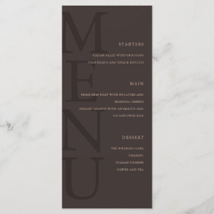 Menu Casamento Minimalista Marrom Moderno