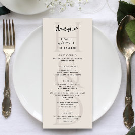 Menu Casamento Minimalista Moderno em Preto e Marfim co