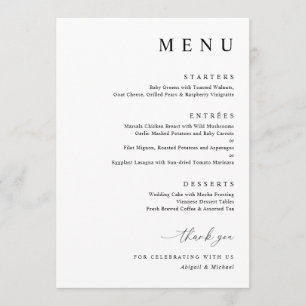 Menu Casamento Minimalista Moderno Negro e Branco