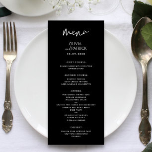 Menu Casamento Minimalista Moderno Simples Preto e Bran