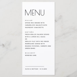 Menu Casamento Minimalista Moderno. Tipografia Simples