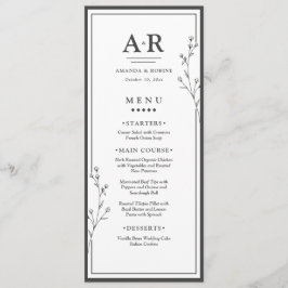 Menu Casamento Minimalista Preto e Branco