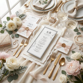 Menu Casamento Minimalista Preto e Branco