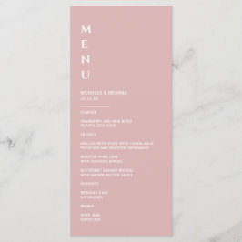 Menu Casamento Minimalista Rosa Empoeirado