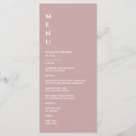 Menu Casamento Minimalista Rosa Po dusty