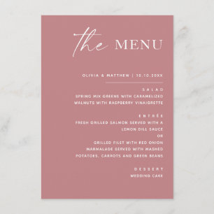 Menu Casamento Minimalista Rosa Primavera Elegante
