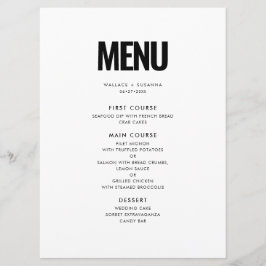 Menu Casamento minimalista simples