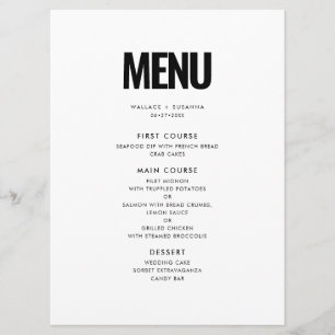 Menu Casamento minimalista simples
