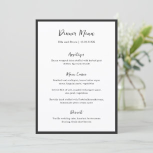 Menu Casamento Minimalista Tipografia Moderna