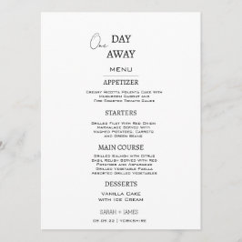 Menu Casamento Mínimo Branco e Negro Um Dia Longe