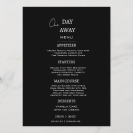 Menu Casamento Mínimo Branco e Negro Um Dia Longe