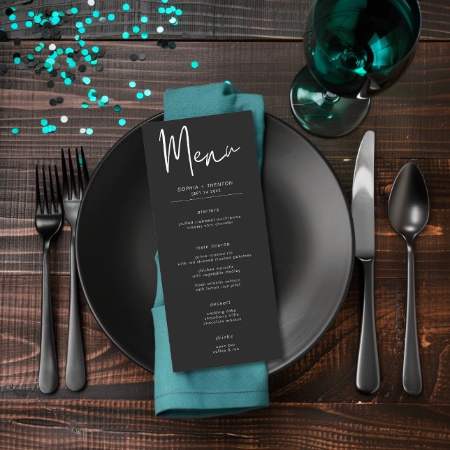 Menu Casamento Mínimo de Teal Mal Escuro (Criador carregado)