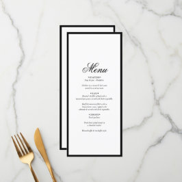 Menu Casamento Mínimo Elegante do Monograma Branco Negr