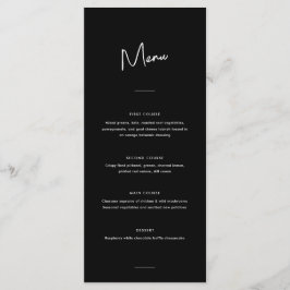 Menu Casamento Mínimo Moderno de Script Preto