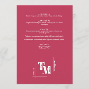 Menu Casamento Mínimo Moderno Viva Magenta - Obrigado