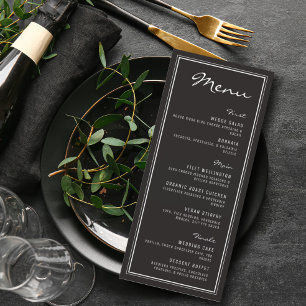 Menu Casamento Mínimo Preto e Branco Preto e Branco