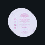 Menu Casamento Místico Lavanda Cor-de-rosa Solar<br><div class="desc">Lavanda mística Sol Rosa Lua Rosa Sol Estrelas Espaciais Cartões de Menu de Casamento Possui estrelas simples rosa e roxa sobre um fundo pastel de lavanda com detalhes de menu no centro em um script de caligrafia rosa moderno. Personalize editando o texto nas caixas de texto fornecidas. Projetado pelo Evco...</div>