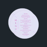 Menu Casamento Místico Lavanda Cor-de-rosa Solar<br><div class="desc">Lavanda mística Sol Rosa Lua Rosa Sol Estrelas Espaciais Cartões de Menu de Casamento Possui estrelas simples rosa e roxa sobre um fundo pastel de lavanda com detalhes de menu no centro em um script de caligrafia rosa moderno. Personalize editando o texto nas caixas de texto fornecidas. Projetado pelo Evco...</div>