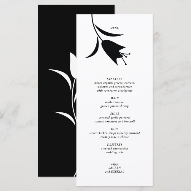 MENU CASAMENTO MOD BLACK TULIP (Frente/Verso)