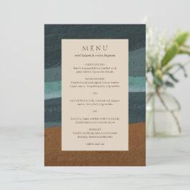 Menu Casamento Moderno Abstrato com Elegância Costeira